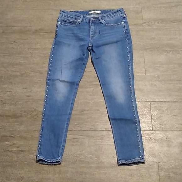Levi's 711 Silver Stud Ankle Skinny Jeans 27 - Picture 3 of 8